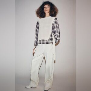 NWT Zara PLAID VEST COMBINATION SHIRT